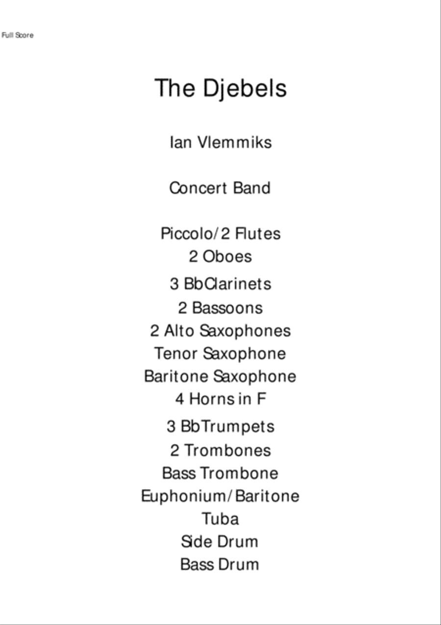 The Djebels for Concert Band Concert Band scores gallery preview page 1