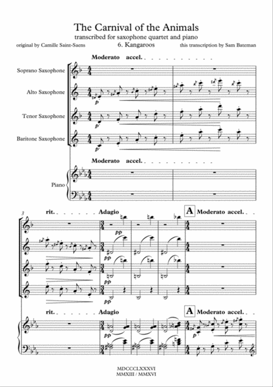 The Carnival of the Animals - 6. Kangaroos Small Ensemble scores gallery preview page 1