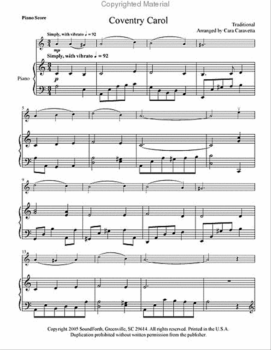 Coventry Carol Violin Solo scores gallery preview page 2