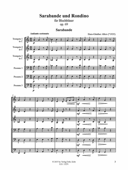 Sarabande und Rondino für Blechbläser op. 69 (solistisch oder chorisch)