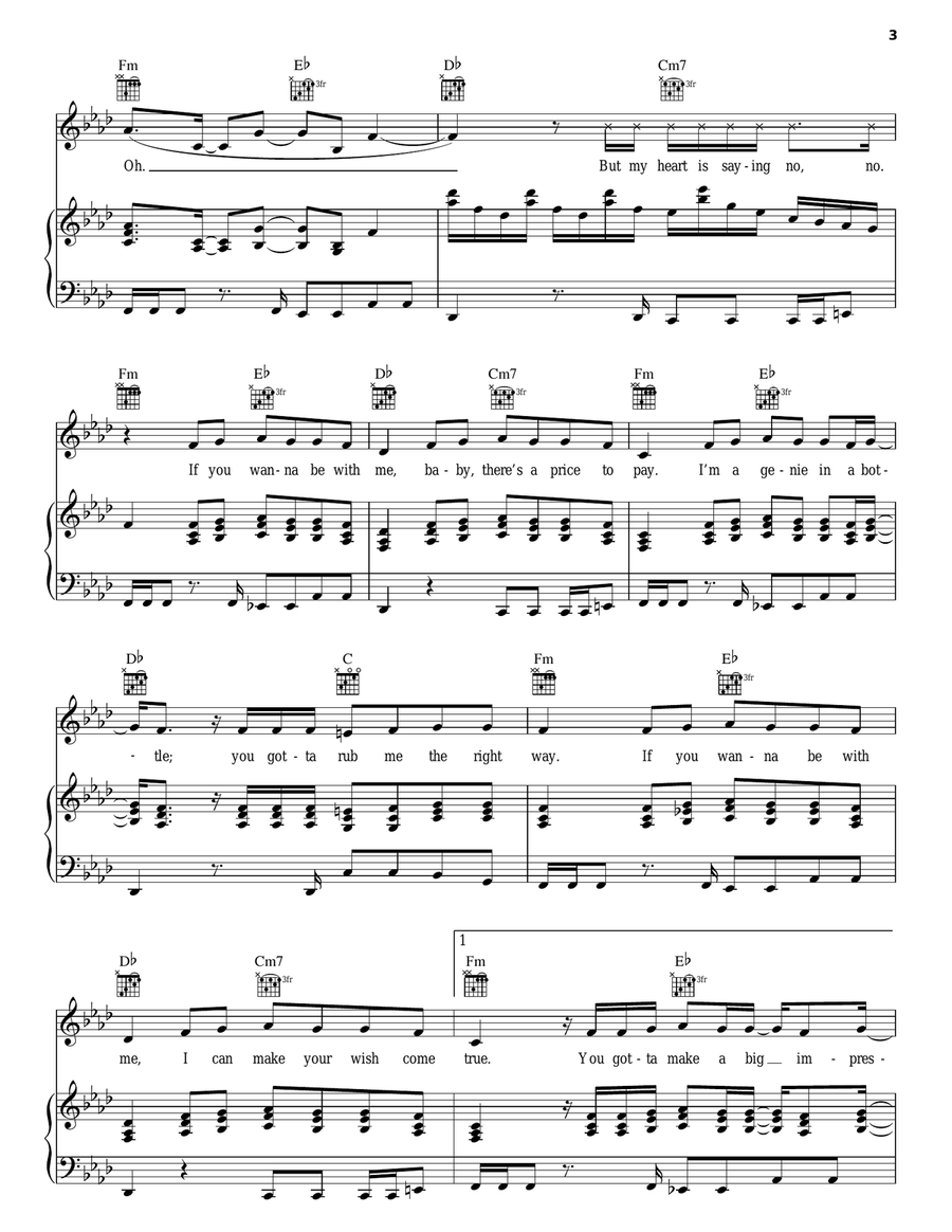 Genie In A Bottle Piano, Vocal, Guitar scores gallery preview page 3