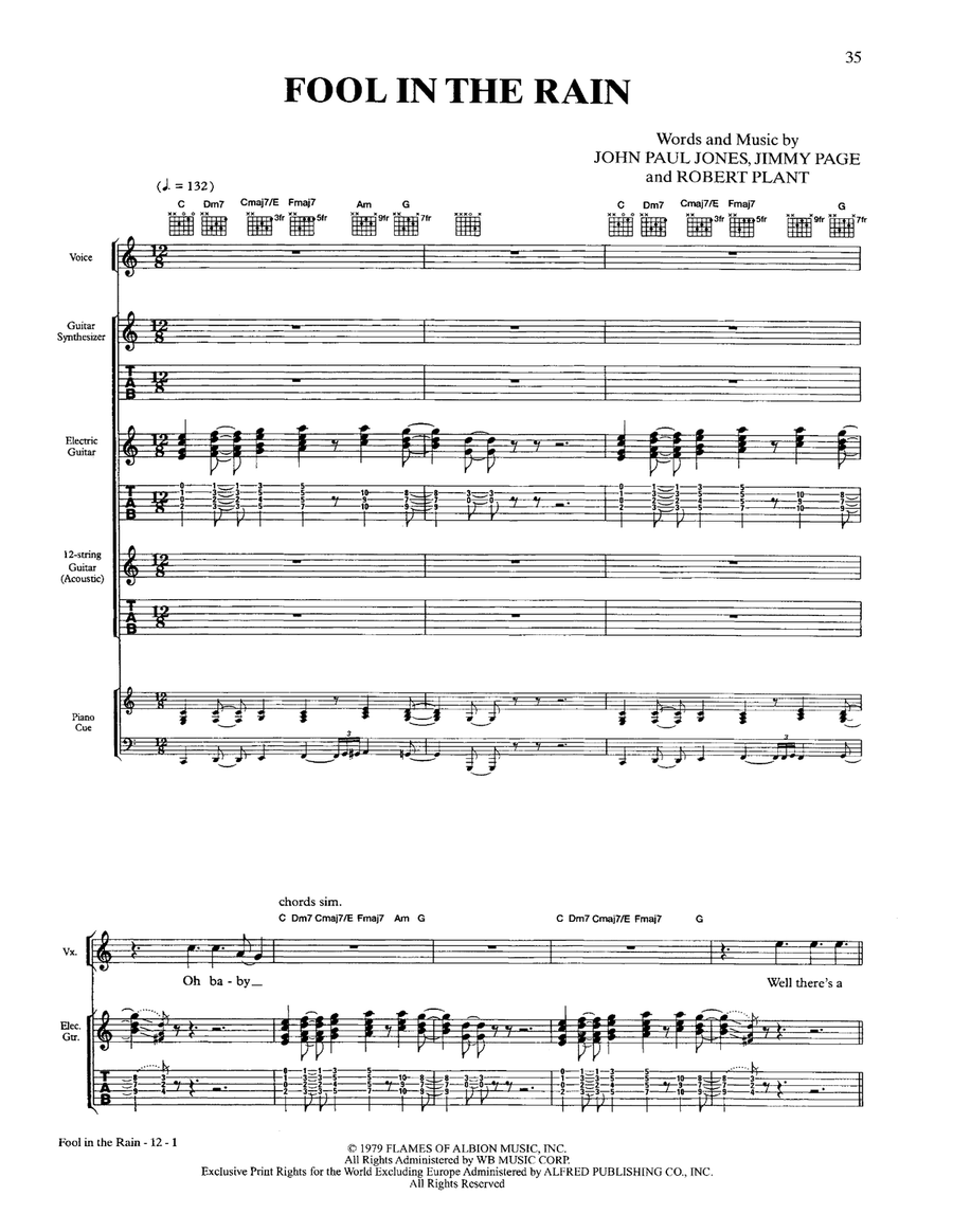 Fool In The Rain Acoustic Guitar scores gallery preview page 1