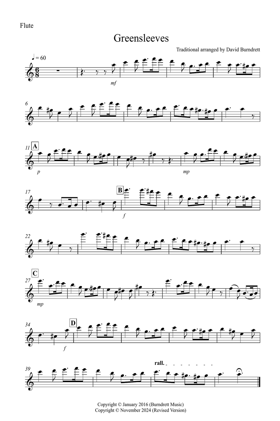 Greensleeves for Flute, Alto Saxophone and Cello Trio Small Ensemble scores gallery preview page 3