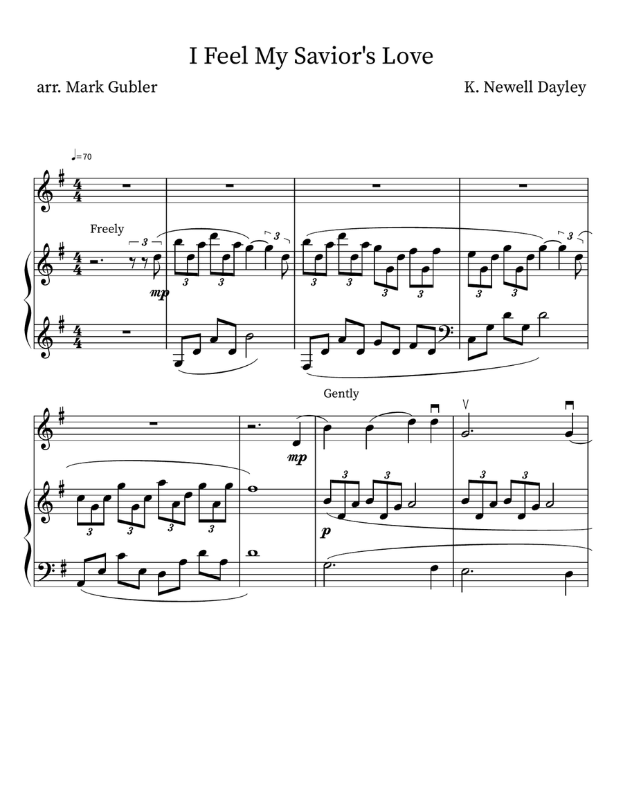 I Feel My Savior's Love Violin Solo scores gallery preview page 1