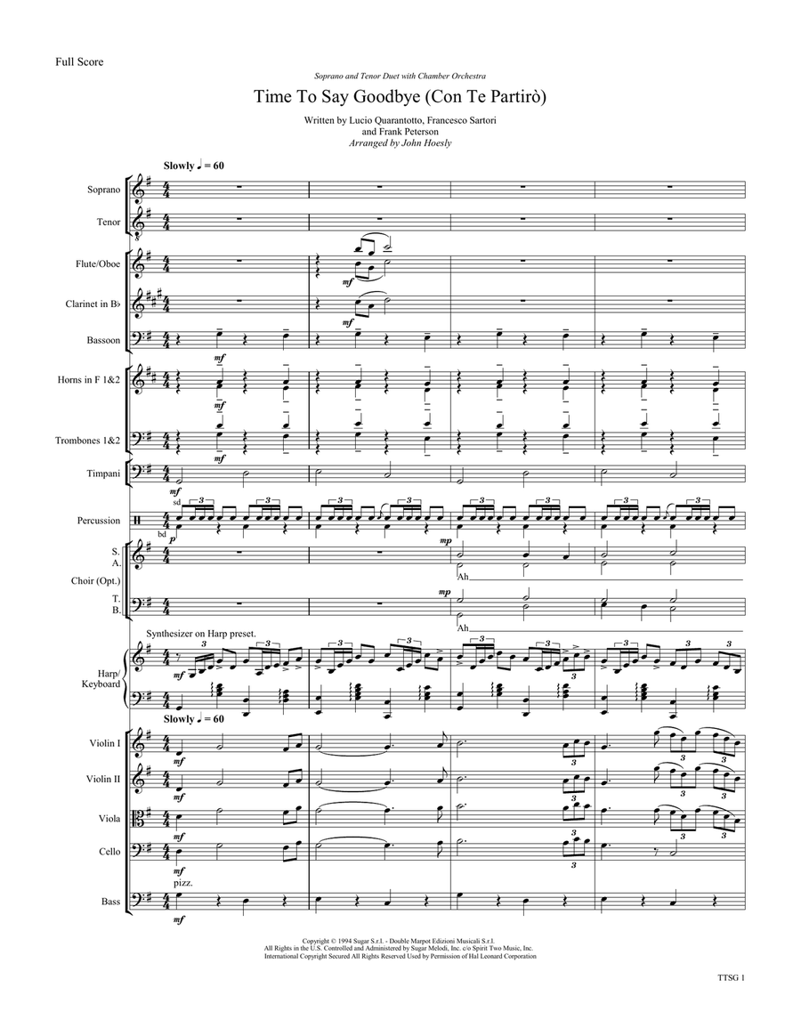 Time To Say Goodbye Chamber Orchestra scores gallery preview page 1