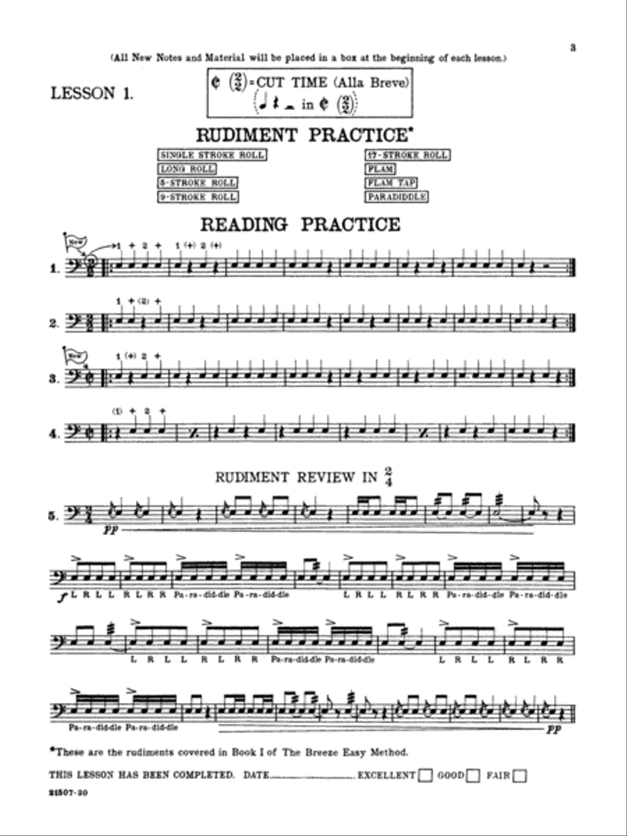 Breeze-Easy Method for Drums, Book 2 Snare Drum scores gallery preview page 3