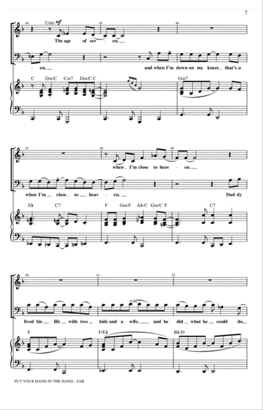 Put Your Hand In The Hand (arr. Kirby Shaw) 3-Part scores gallery preview page 6