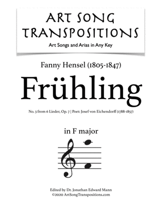 Book cover for HENSEL: Frühling, Op. 7 no. 3 (transposed to F major)