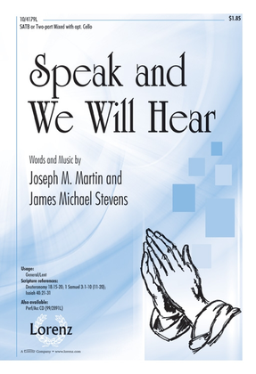 Book cover for Speak and We Will Hear