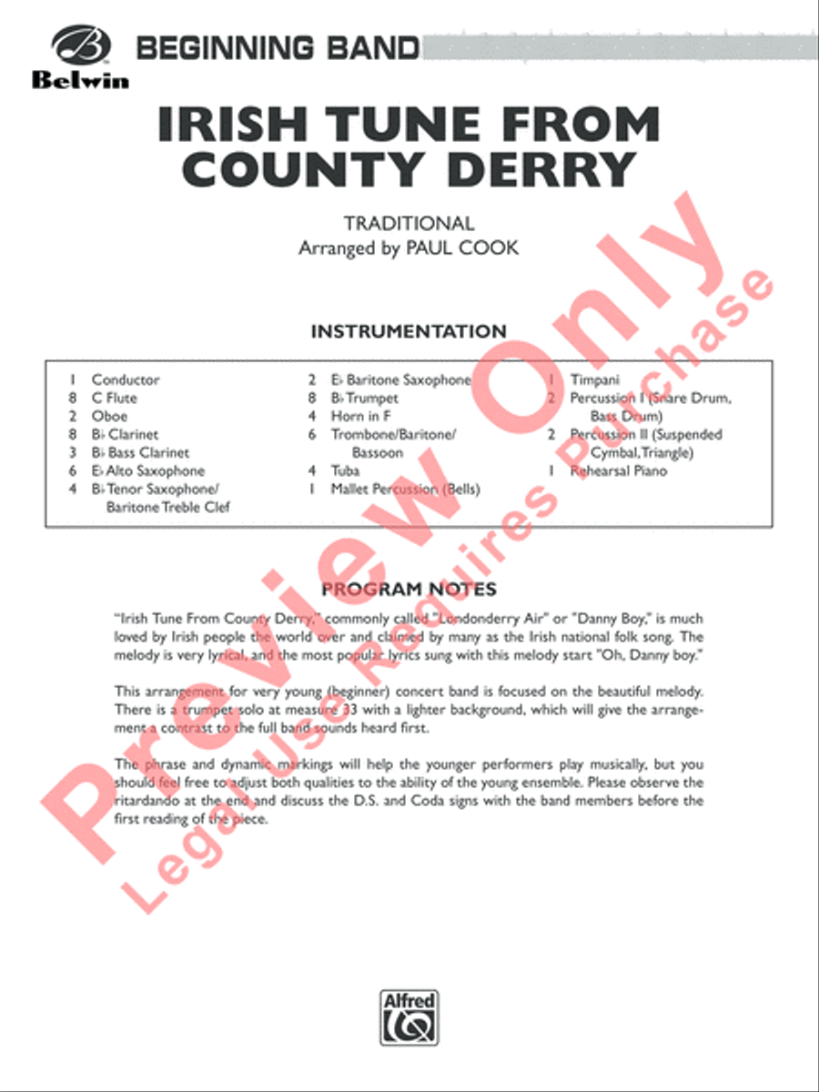 Irish Tune from County Derry Concert Band scores gallery preview page 2