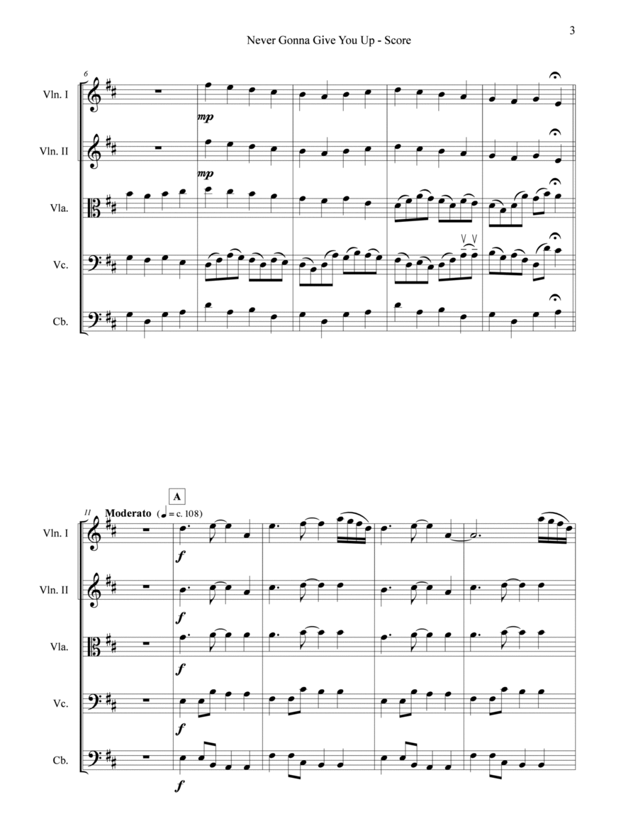 Never Gonna Give You Up String Orchestra scores gallery preview page 1