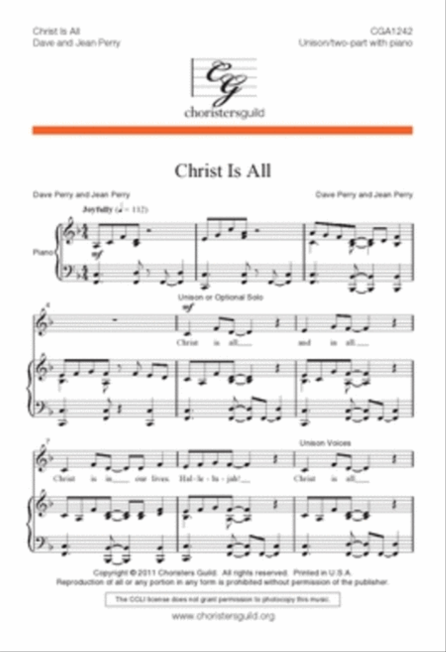 Christ Is All 2-Part scores gallery preview page 1