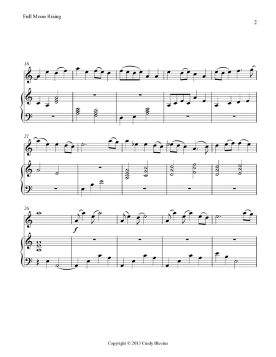 Full Moon Rising, Native American Flute and Harp Flute scores gallery preview page 3