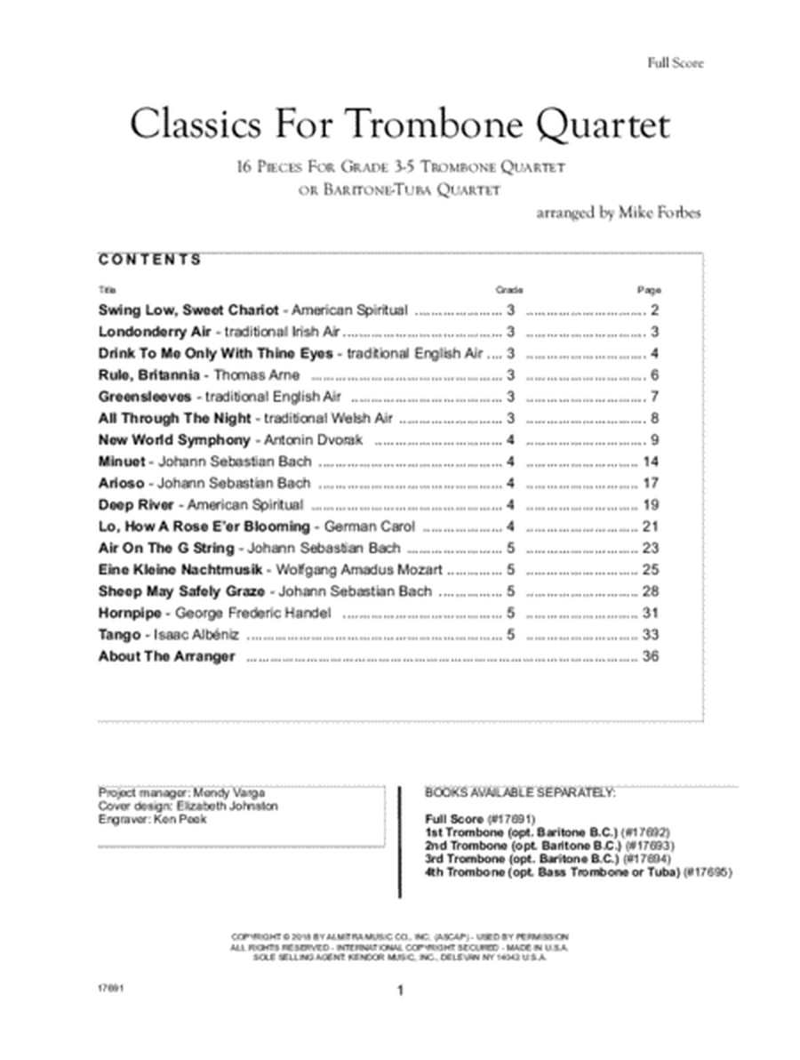 Classics For Trombone Quartet - Full Score