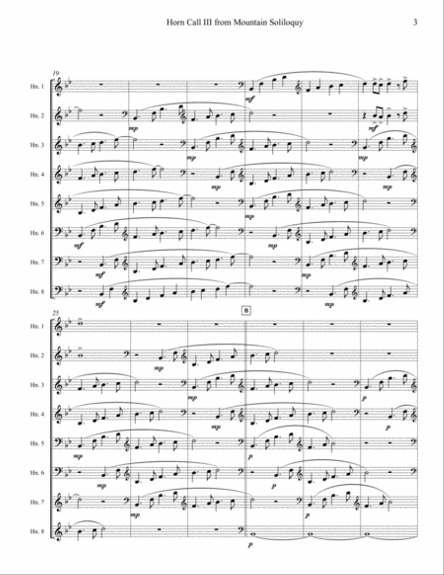 Horn Call III from Mountain Soliloquy - Horn Octet Brass Ensemble scores gallery preview page 3