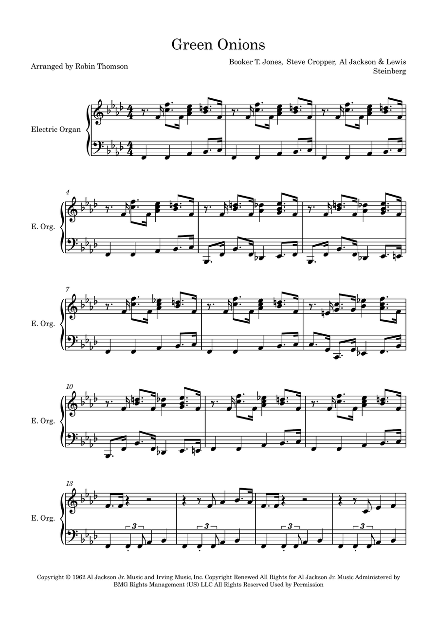 Green Onions Organ Solo scores gallery preview page 1