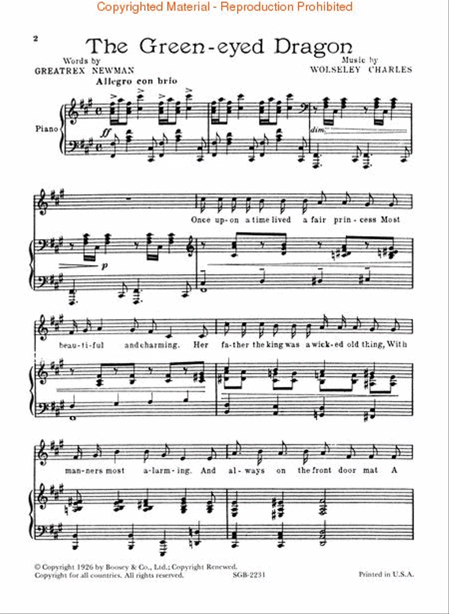 The Green-Eyed Dragon Low Voice scores gallery preview page 2