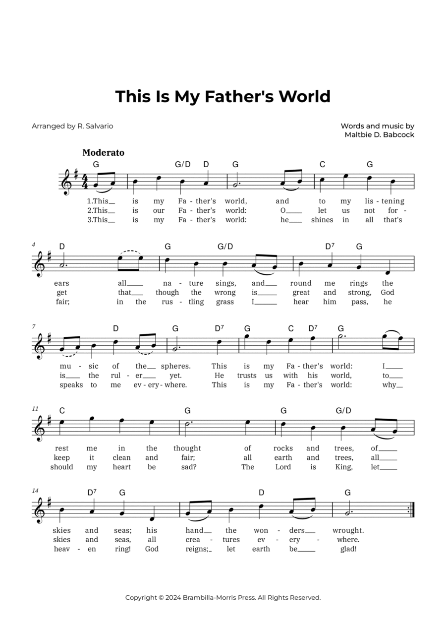 This Is My Father's World (Key of G Major) Piano scores gallery preview page 1