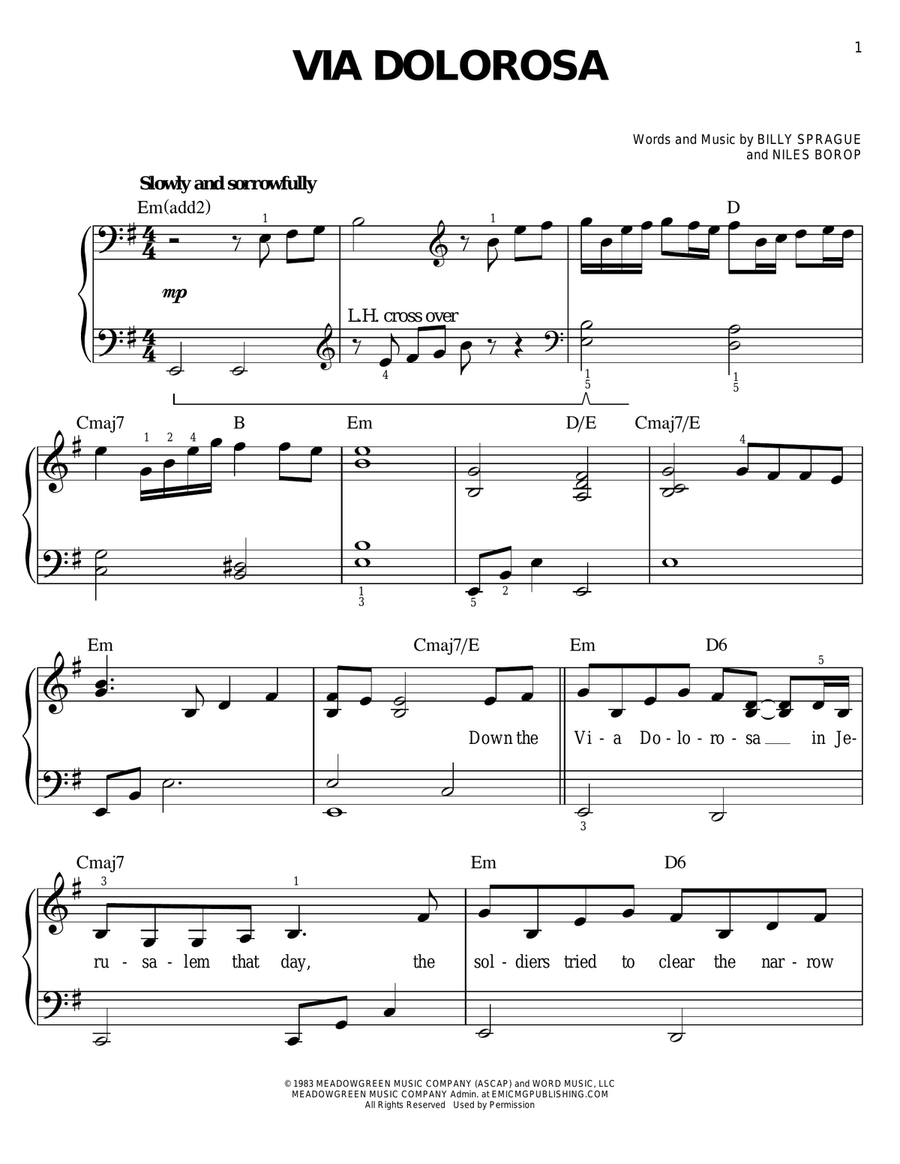 Via Dolorosa Easy Piano scores gallery preview page 1