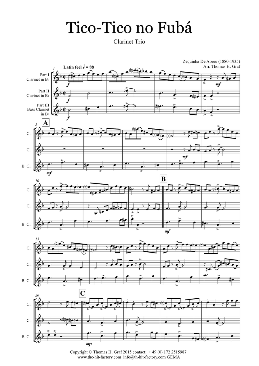 Tico-Tico no Fubá - Choro - Clarinet Trio Clarinet Trio scores gallery preview page 1
