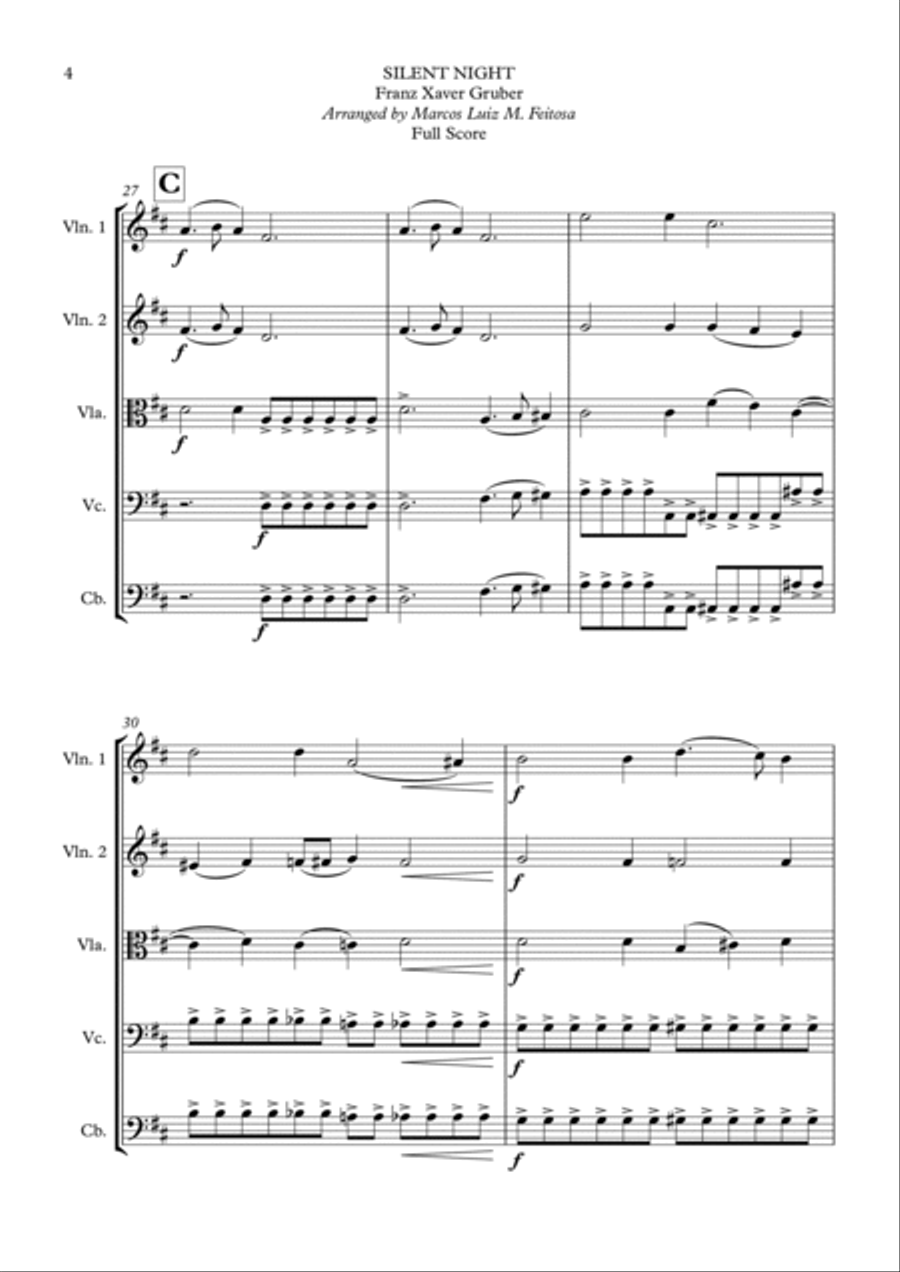 Silent Night - String Ensemble Cello scores gallery preview page 6
