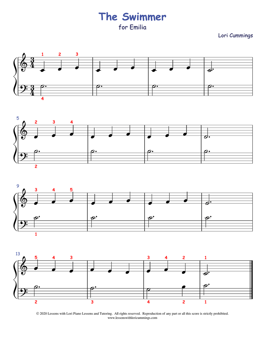 The Swimmer Piano Method scores gallery preview page 1