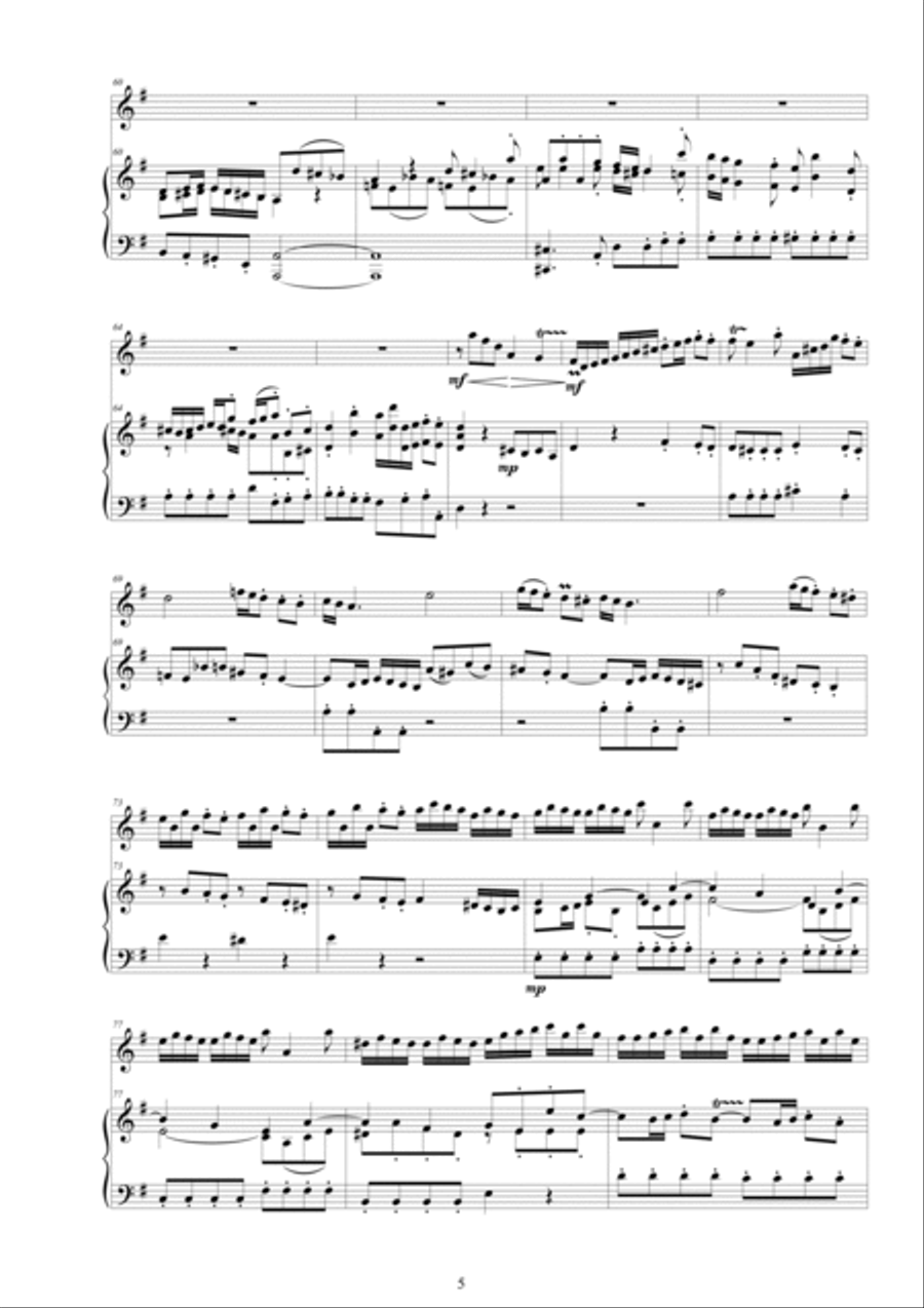 Pergolesi - Flute concerto in G for flute and piano Flute Solo scores gallery preview page 5