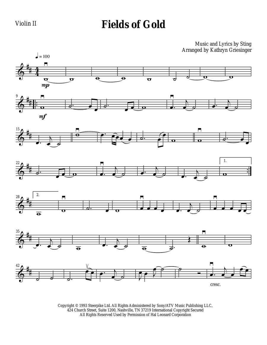 Fields Of Gold String Quartet scores gallery preview page 3