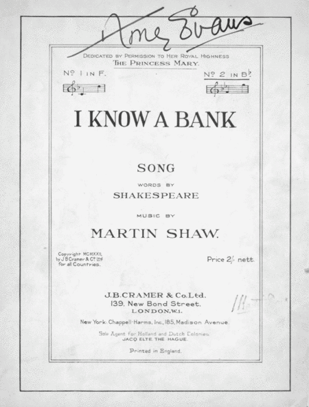 I Know A Bank. Song