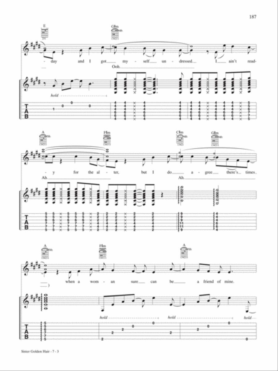 Sister Golden Hair Guitar Tablature scores gallery preview page 3