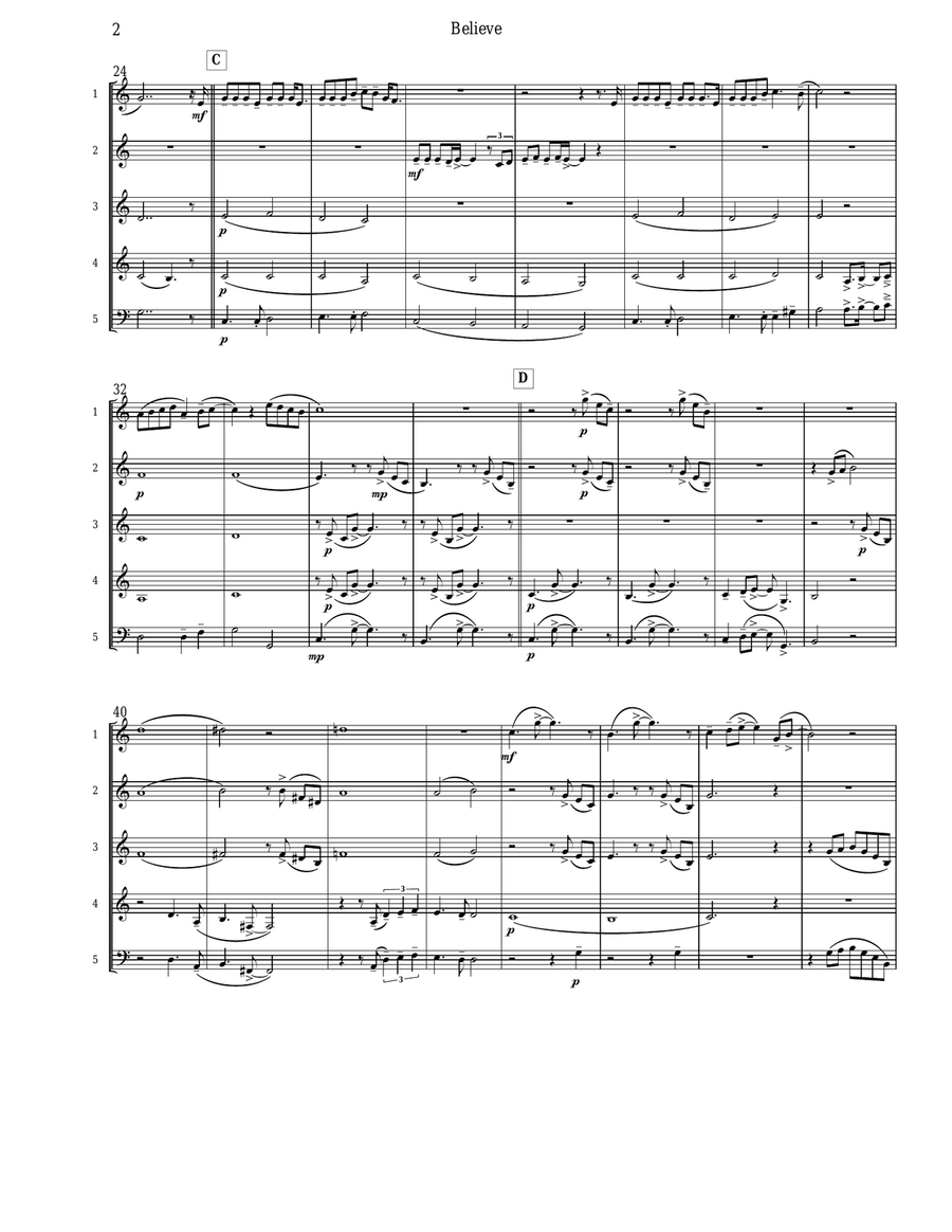 Believe Brass Quintet scores gallery preview page 3