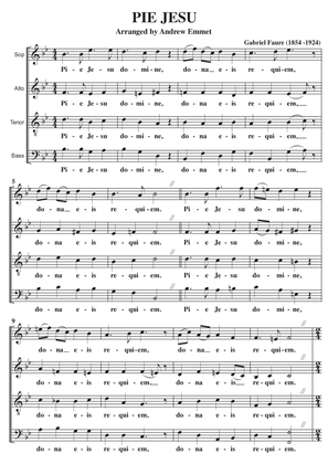 Pie Jesu (Fauré) A Cappella SATB