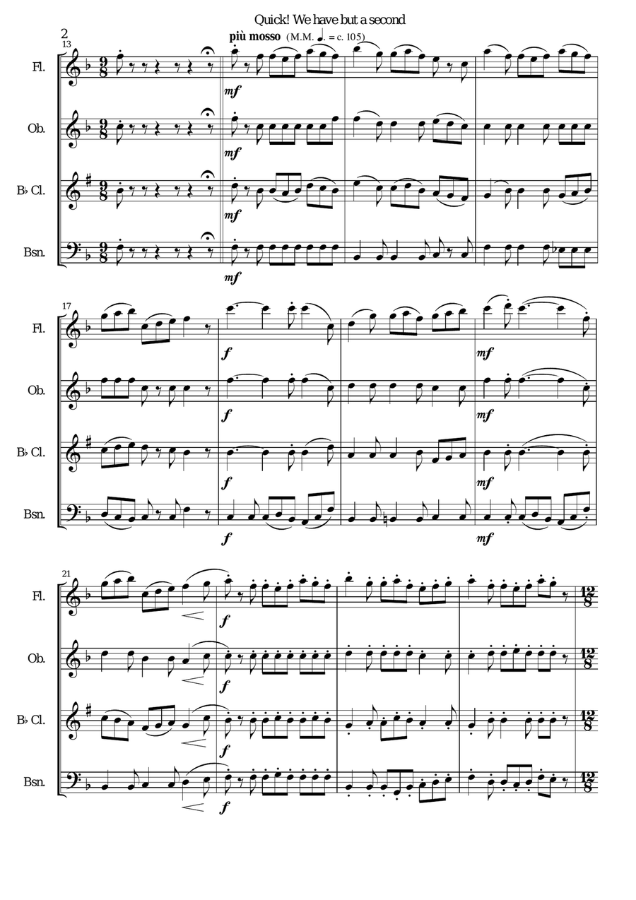 Quick we have but a second for woodwind quartet Woodwind Quartet scores gallery preview page 2