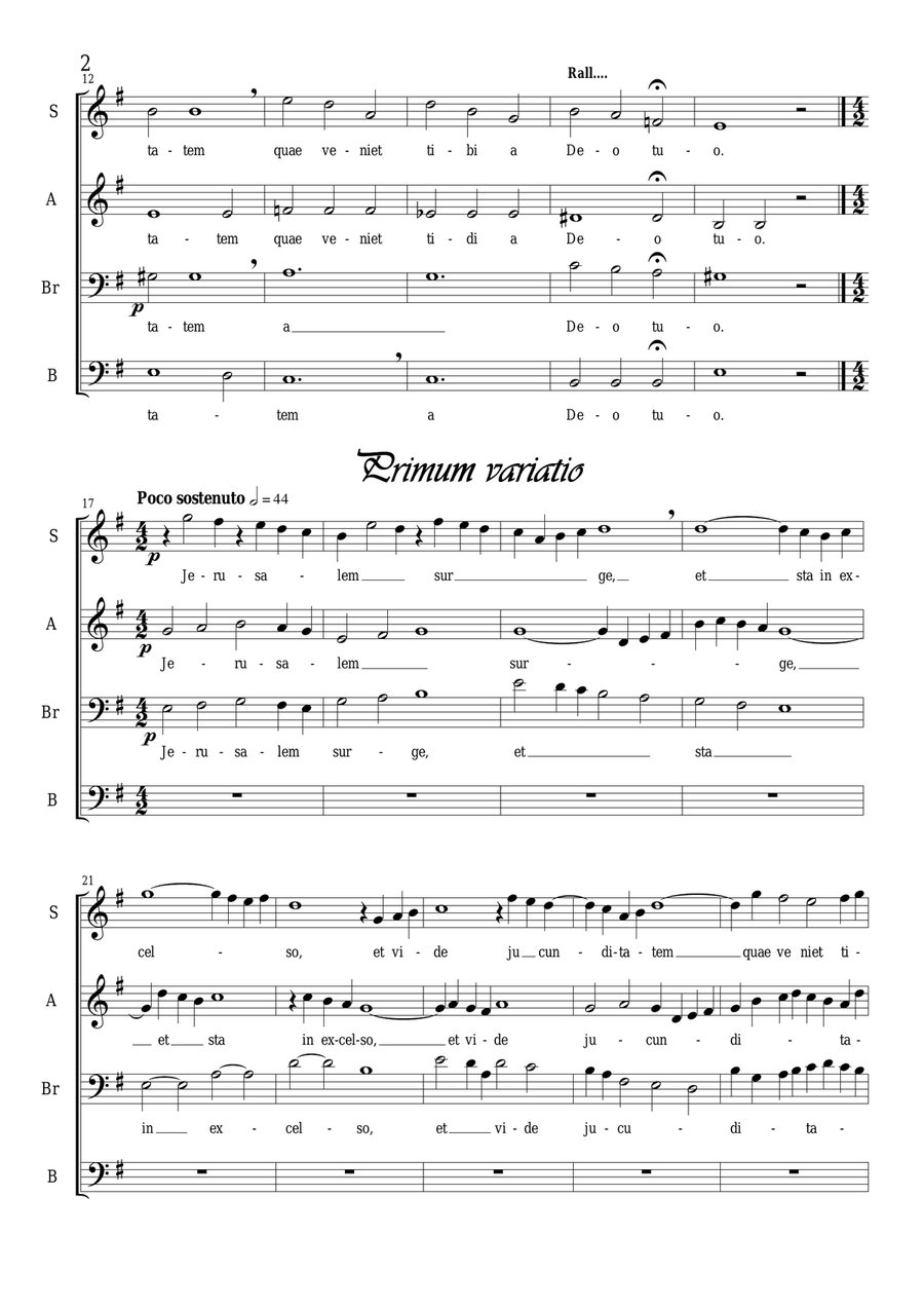 Jerusalm surge, et sta_Thema et Variationes for Choir SAbrB a cappella A Cappella scores gallery preview page 2