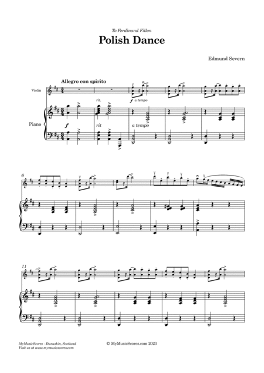 Severn Polish Dance for Violin and Piano Violin Solo scores gallery preview page 2