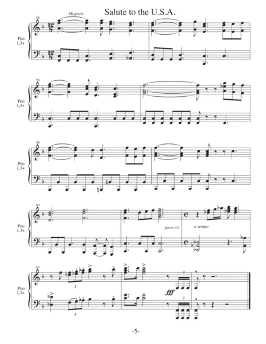 Salute to the U.S.A. - Medley (2 for 1 PIANO Arrangements) Piano Solo scores gallery preview page 6