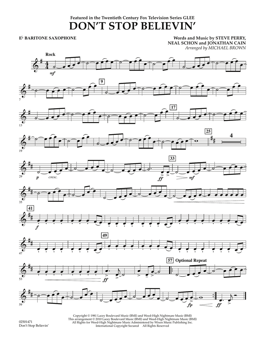 Don't Stop Believin' - Eb Baritone Saxophone