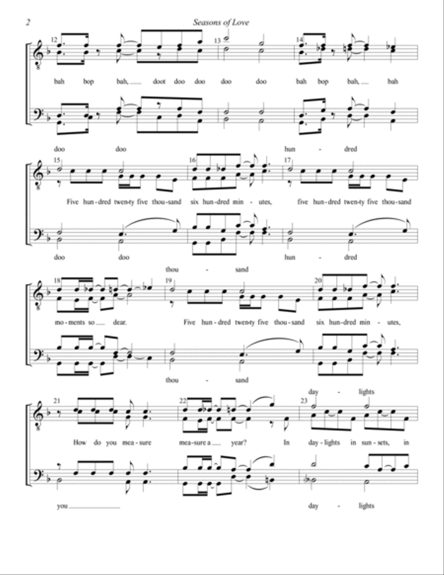 Seasons Of Love TTBB scores gallery preview page 2