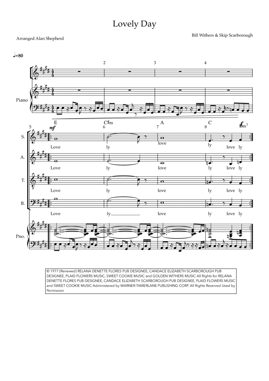 Lovely Day Lovely Day 4-Part scores gallery preview page 1
