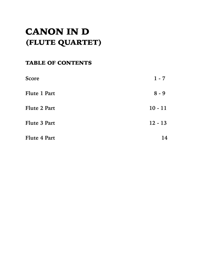 Canon in D (in G major): Flute Quartet image number null