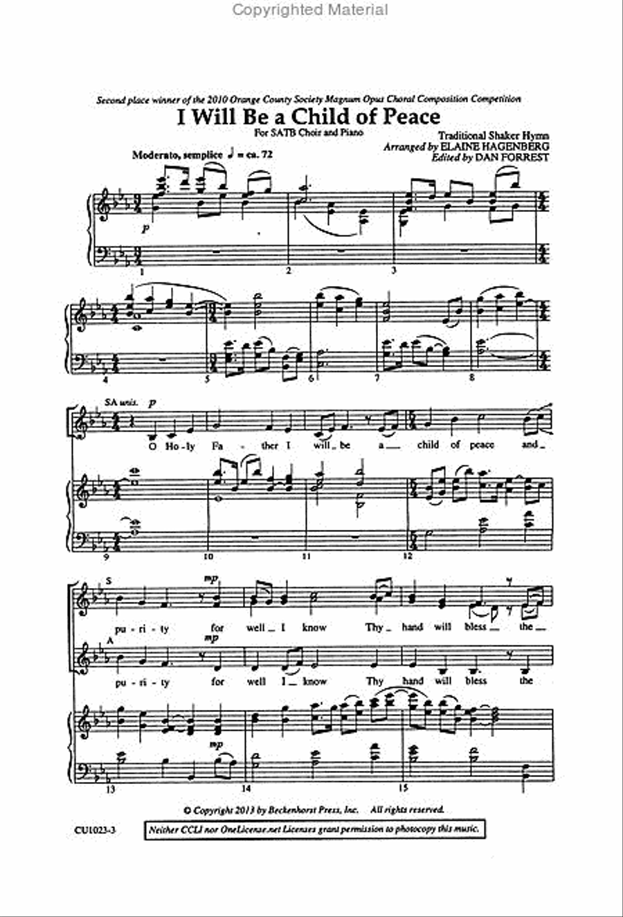 I Will Be a Child of Peace - SATB 4-Part scores gallery preview page 2