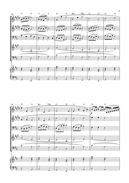 Canon in D - Johann Pachelbel for Brass Quintet with piano and chords. image number null