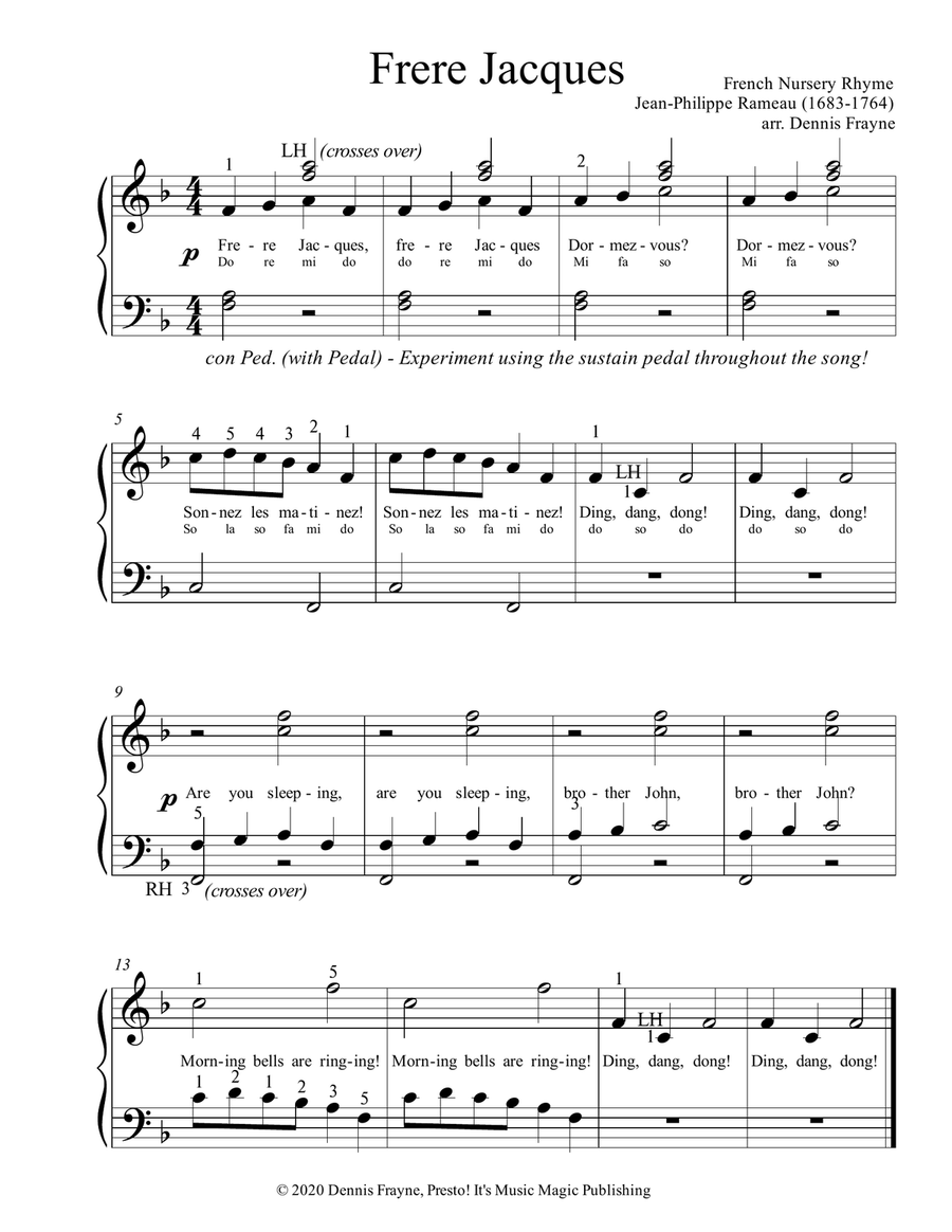 Frere Jacques (Are You Sleeping?) (standard notation) Piano, Vocal scores gallery preview page 1
