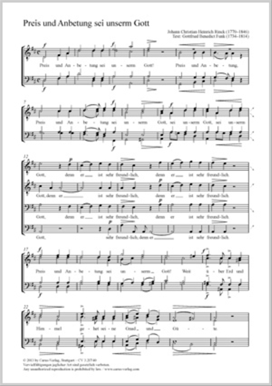 Preis und Anbetung sein unserem Gott Choir scores gallery preview page 1