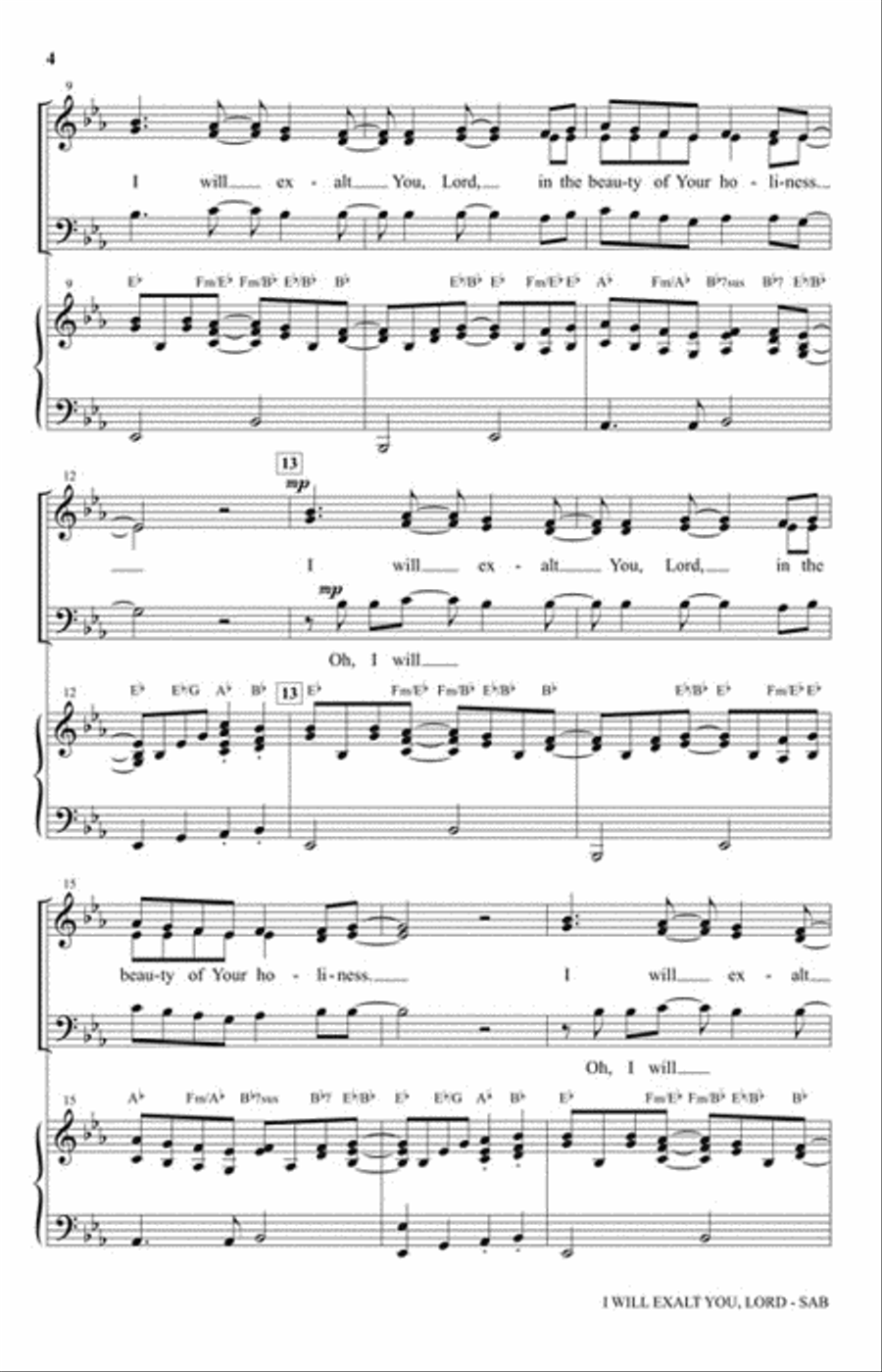I Will Exalt You, Lord I Will Exalt You, Lord 3-Part scores gallery preview page 3