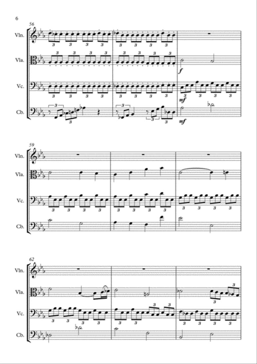Sonata 'Pathetique' 2nd movement String Quartet scores gallery preview page 6