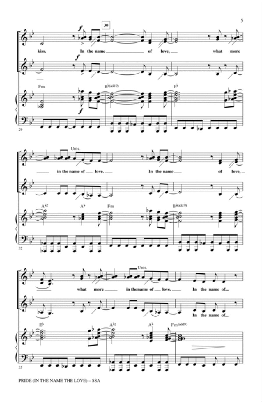 Pride (In The Name Of Love) (arr. Mark Brymer) SSA scores gallery preview page 4