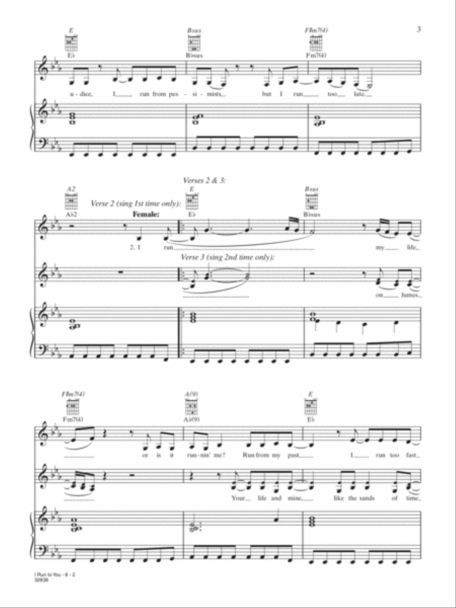 I Run to You Piano, Vocal, Guitar scores gallery preview page 2