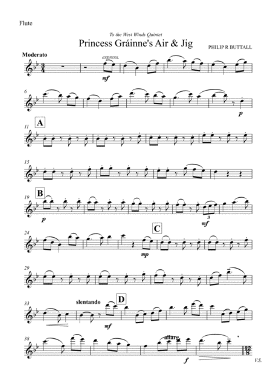 Princess Grainne's Air & Jig (Wind Quintet) - Set of Parts [x5] Woodwind Quintet scores gallery preview page 1