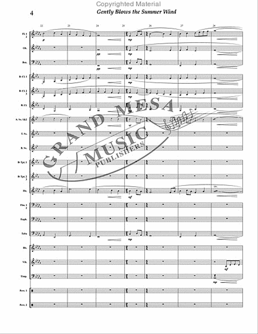 Gently Blows the Summer Wind Concert Band scores gallery preview page 5